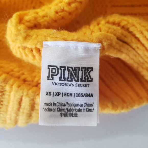 Victorias Secret PINK Pirates Baseball Yellow Knit Sweater Size XS Sporty Casual - Picture 5 of 7